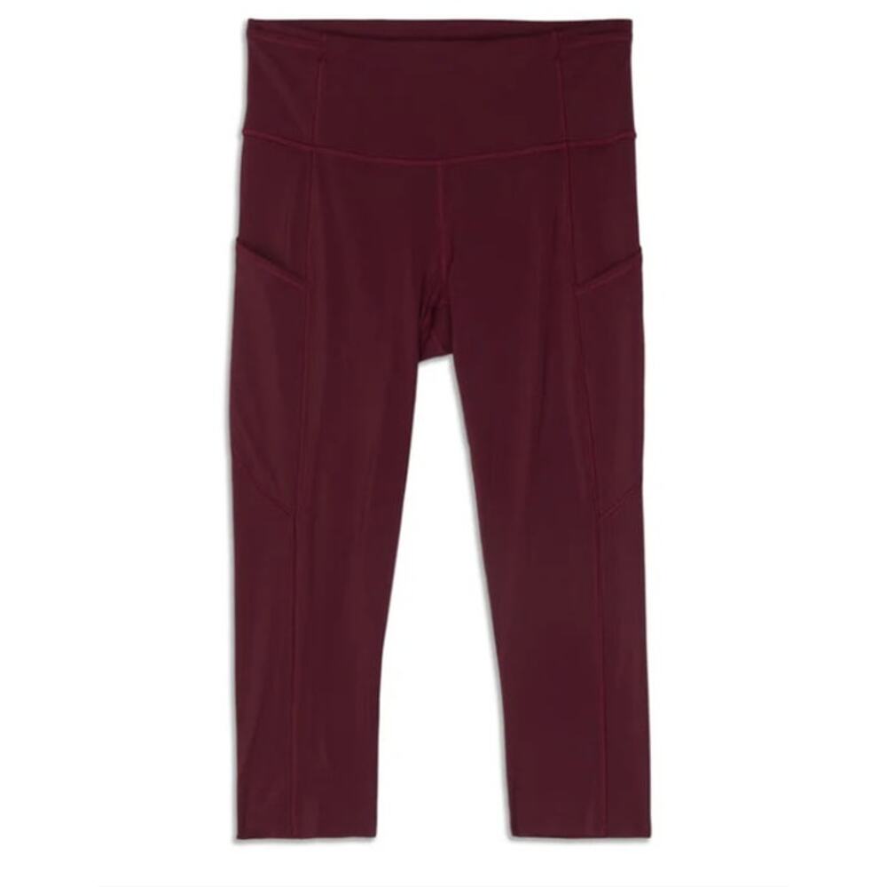 EUC Burgundy Lululemon mid rise cropped leggings sz: 8